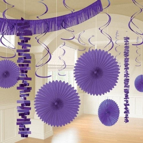   KIT 18PZ DECORACION TECHO VIOLETA