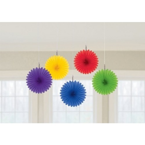   5 ABANICOS MULTICOLOR 15CM