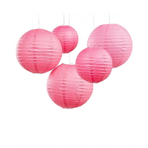   5 FAROLILLOS REDONDOS ROSA FUCSIA