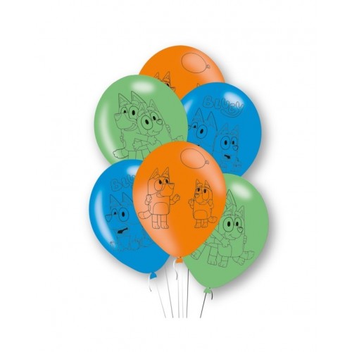 -  6 GLOBOS 11" LATEX IMPRESO BLUEY