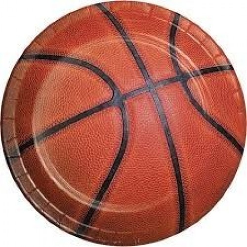 $   8 PLATOS CARTON BALONCESTO 18CM