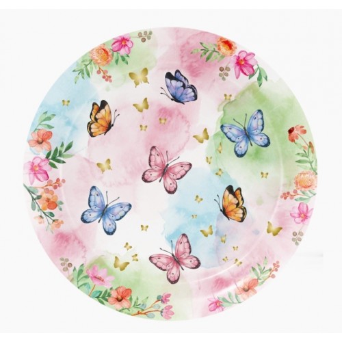   8 PLATOS MARIPOSAS COLORES 18CM