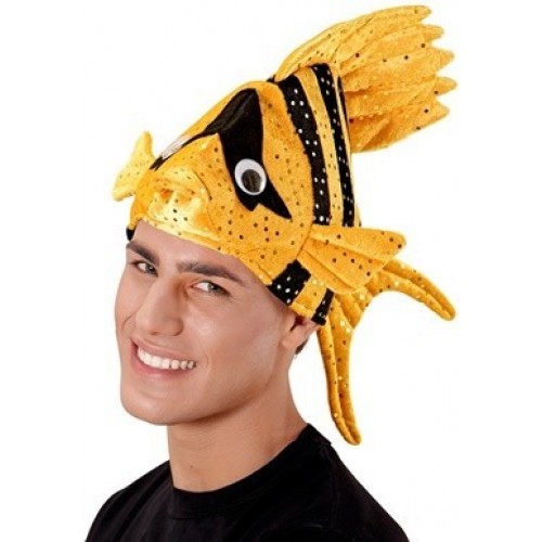 SOMBRERO ADULTO FORMA PEZ NARANJA