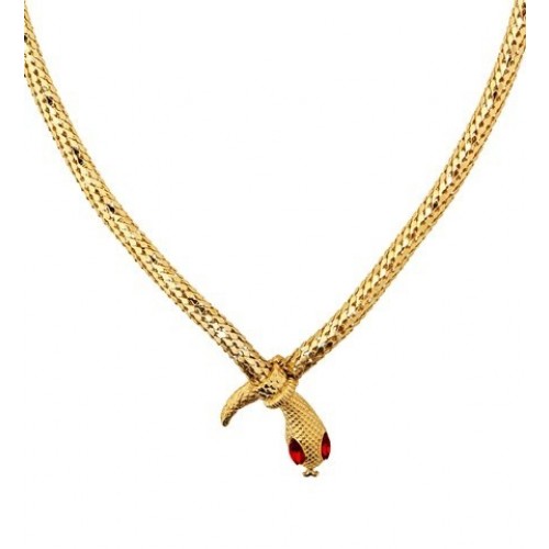 COLLAR SERPIENTE ORO CON GEMAS ROJAS