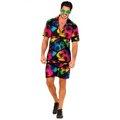 DISFRAZ T-XXL CHICO HAWAIANO NEGRO