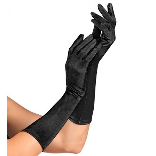   GUANTES ADULTO SATEN NEGRO 40CM