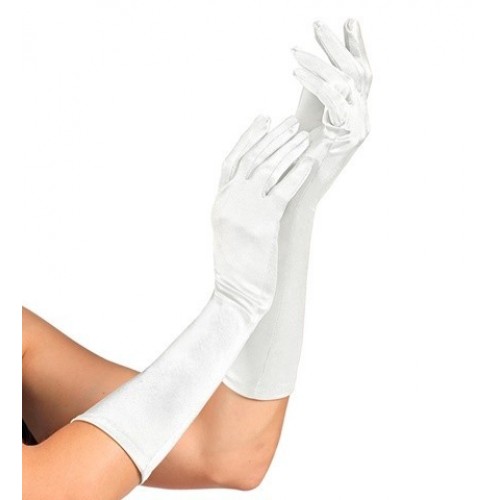 GUANTES ADULTO LARGOS SATEN BLANCO 40CM