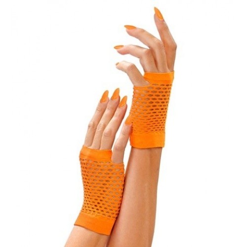 GUANTES ADULTO RED S/DEDO NARANJA NEON
