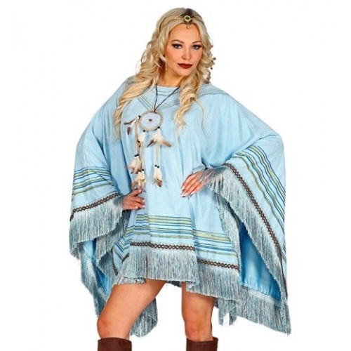  PONCHO T-UNICA CELESTE FLECOS