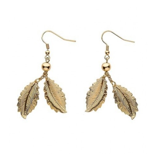   PAR PENDIENTES HOJAS ORO