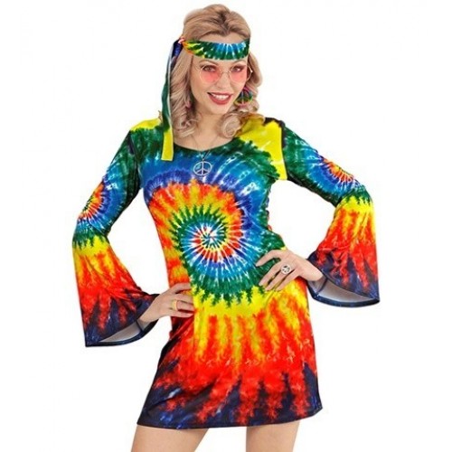  DISFRAZ T-XL VESTIDO HIPPIE PSICODELIC