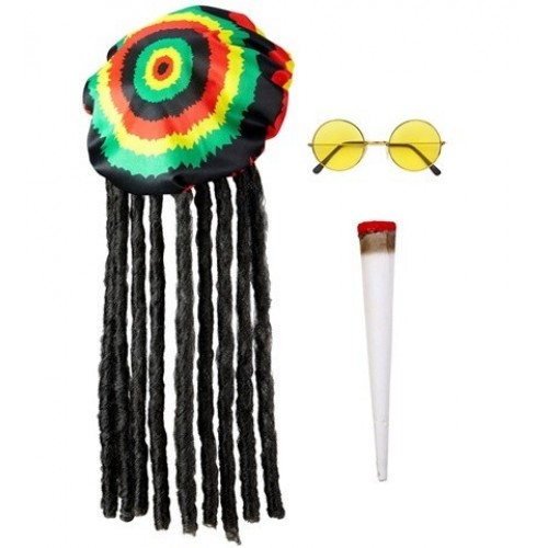 SET RASTAFARI GORROS RASTAS GAFAS PORRO