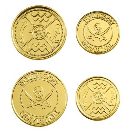   12 MONEDAS DUBLONES ORO 4CM