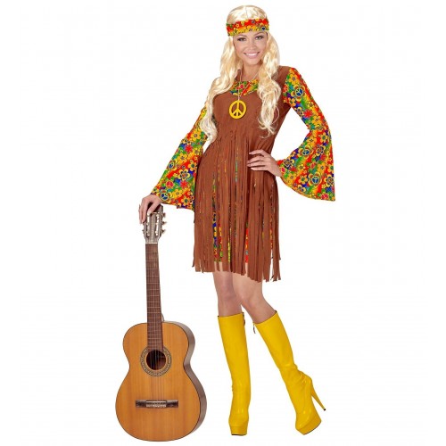  DISFRAZ T-S VESTIDO CHALECO HIPPIE
