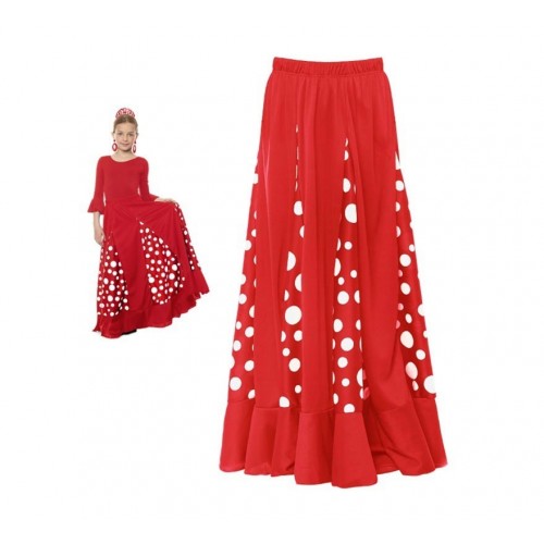  FALDA T-XXL SEVILLANA ROJA LUNAR NEGRO