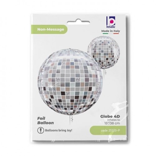 GLOBO 15" FOIL BOLA DISCO PLATA 4D