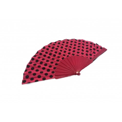 ABANICO PL FUCSIA LUNARES NEGROS 23CM