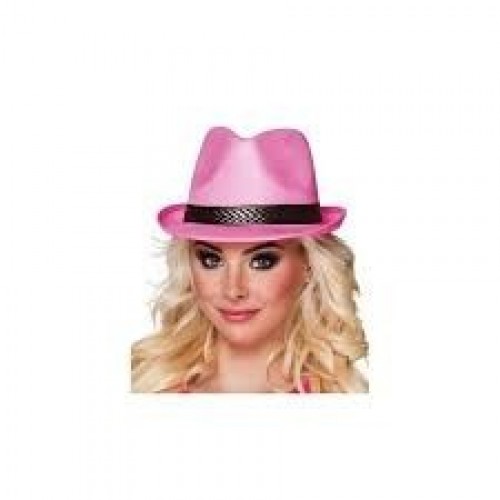 SOMBRERO GANSTER ADULTO FUCSIA CINTA