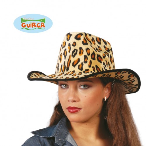$D SOMBRERO COW-BOY LEOPARDO TERCIOPELO