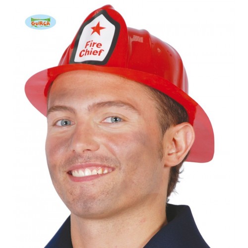 $D CASCO PLASTICO BOMBERO ROJO