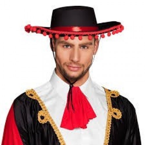 SOMBRERO ADULTO ANDALUZ C/BORLA ROJA
