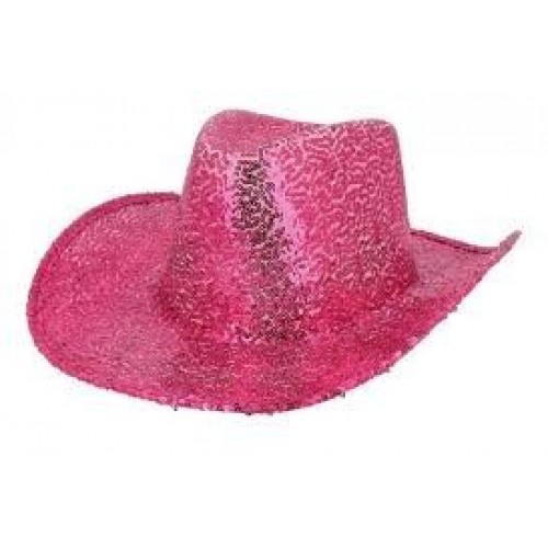 SOMBRERO ADULTO COWBOY LENTEJUELAS ROSA