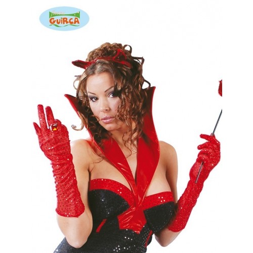 $D    PAR GUANTES ROJA LENTEJUELA 45