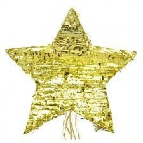 PIÑATA PALO FORMA ESTRELLA ORO 44X44CM