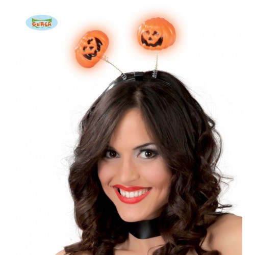DIADEMA ANTENAS CALABAZA CON LUZ