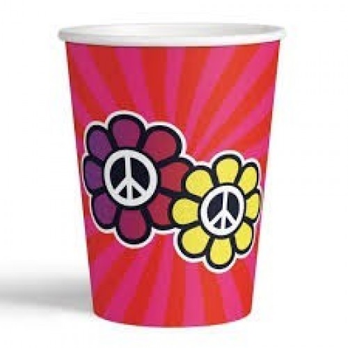 8 VASOS CARTON HIPPIE-PEACE 25CL