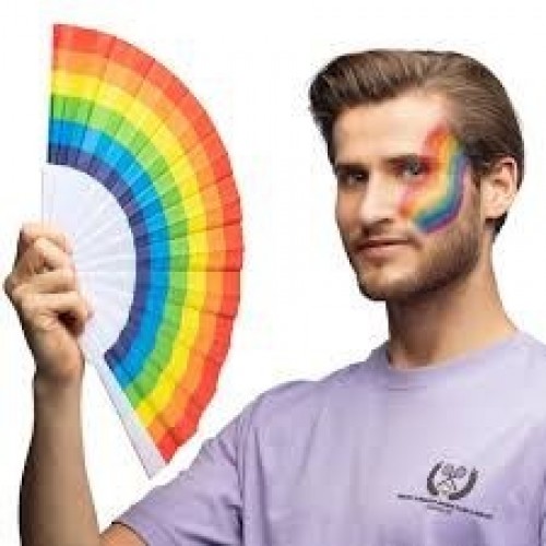 ABANICO ARCOIRIS 23CM