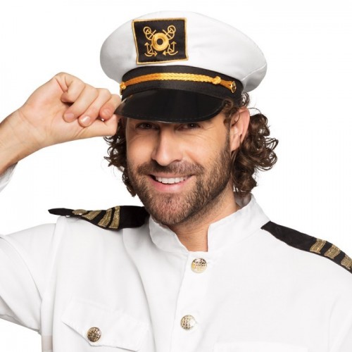 GORRA CAPITAN JACK BLANCA C/VISERA NEGRA