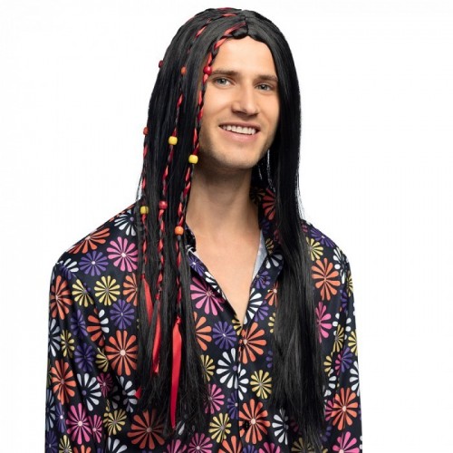 PELUCA CHICO LARGA NEGRA TRENZA HIPPIE