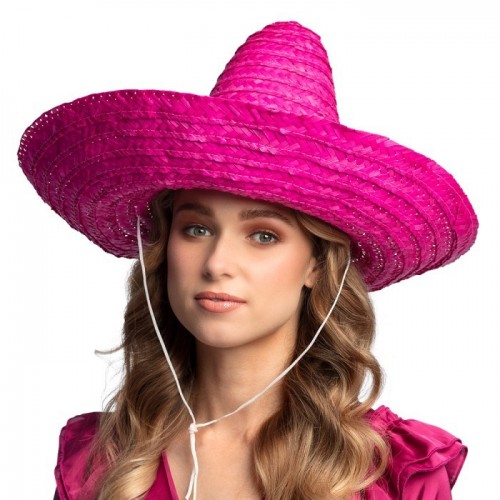 SOMBERO MEXICANO PAJA FUCSIA 49CM