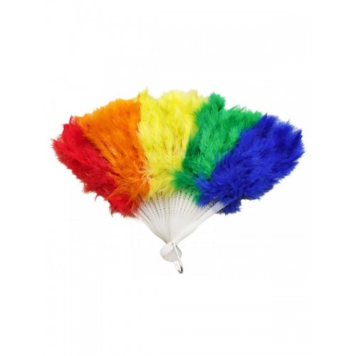   ABANICO PLUMAS MULTICOLOR 26CM