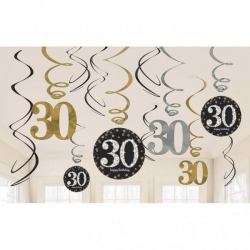 KIT 12 TIRAS ESPIRAL HAPPY BIRTHDAY 30