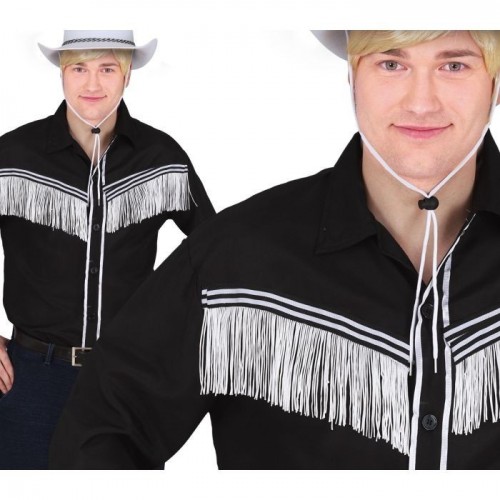 CAMISA T-L VAQUERO NEGRO FLECO PLATA