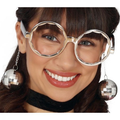   GAFAS PLATA DISCO C/BOLAS