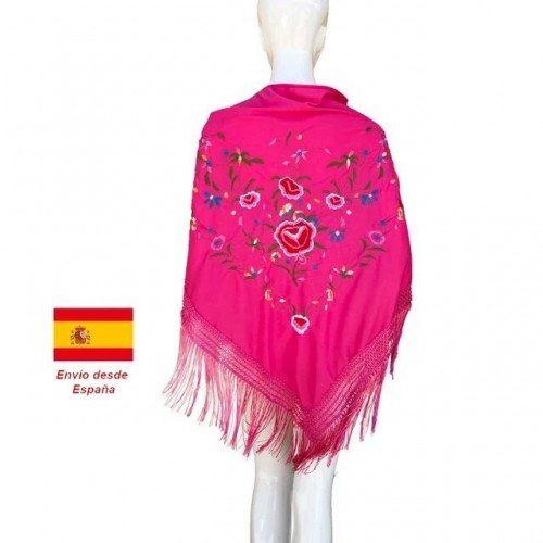MANTON PEQ SEVILLANA FUCSIA BORDADO