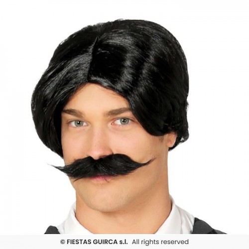 PELUCA HOMBRE C/BIGOTE CORTA NEGRA