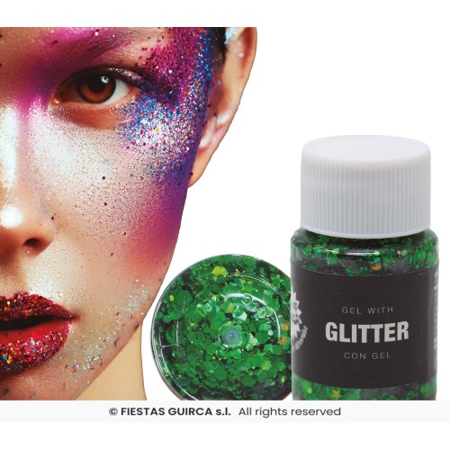 BOTE GLITTER GEL VERDE 20GR