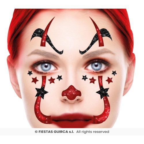 JOYAS FACIALES ADHESIVAS PAYASO GLITTE