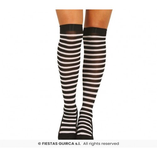 MEDIAS T-UNICA A RODILLA RAYAS BLA/NEG