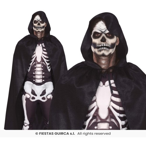 CAPA NEGRA C/CAPUCHA TERCIOPELO 130CMS