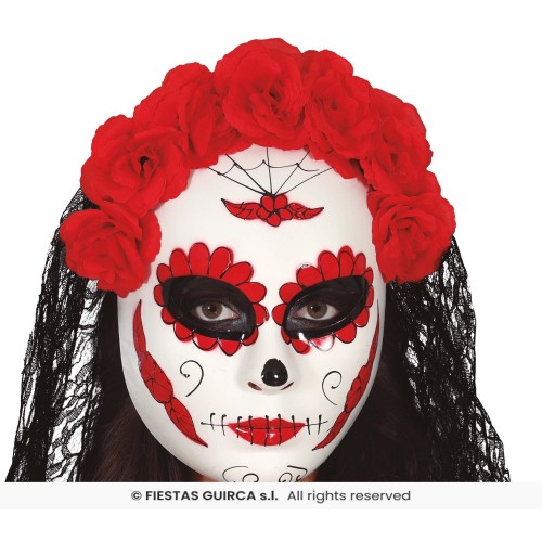 $D MASCARA ADULTO CATRINA C/VELO FLORES