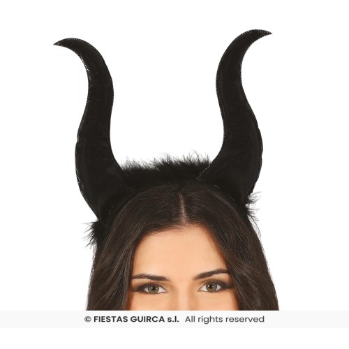 DIADEMA CUERNOS DEMONIO MARABU NEGRO