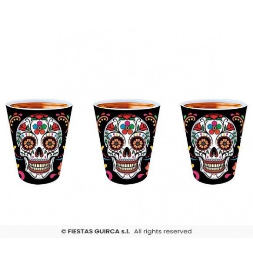 3 VASOS CHUPITO CATRINA 5X6CMS