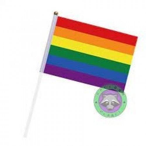BANDERA CON PALO ORGULLO GAY 20X30CM
