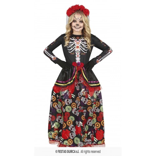 DISFRAZ 7A9AÑOS CATRINA VESTIDO LARGO