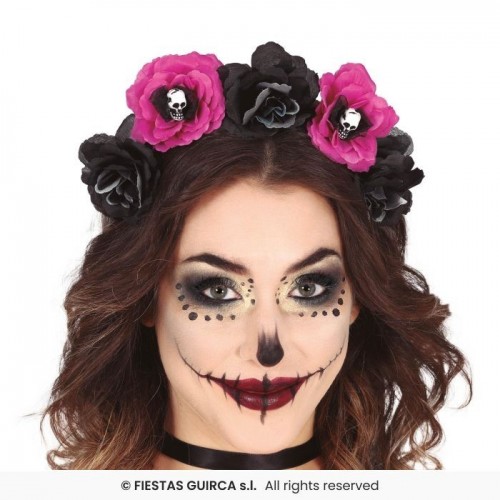 DIADEMA CATRINA FLORES NEGRAS/ROSAS